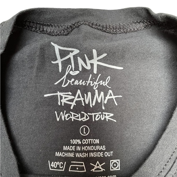 Pink Beautiful Trauma World Tour black shirt sleeve fitted graphic tee CL or Asm - Picture 7 of 8